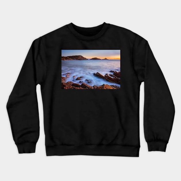 Mumbles Lighthouse, Bracelet Bay, Swansea Crewneck Sweatshirt by dasantillo